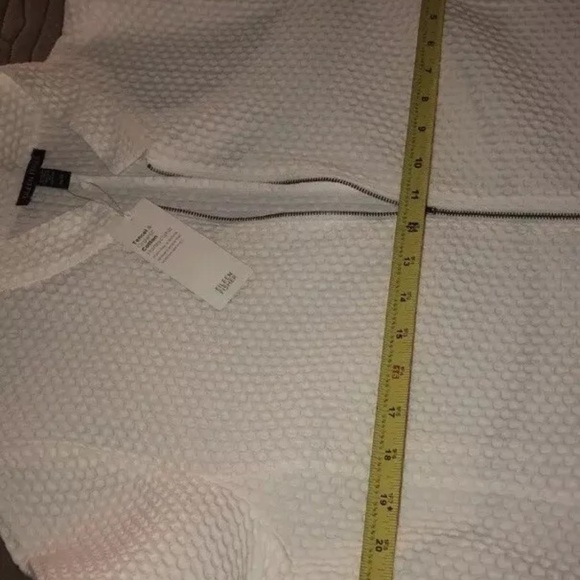 Eileen Fisher Tencel Organic Cotton Honeycomb Ivory Stand Collar Zip Jacket Xl - Picture 6 of 7